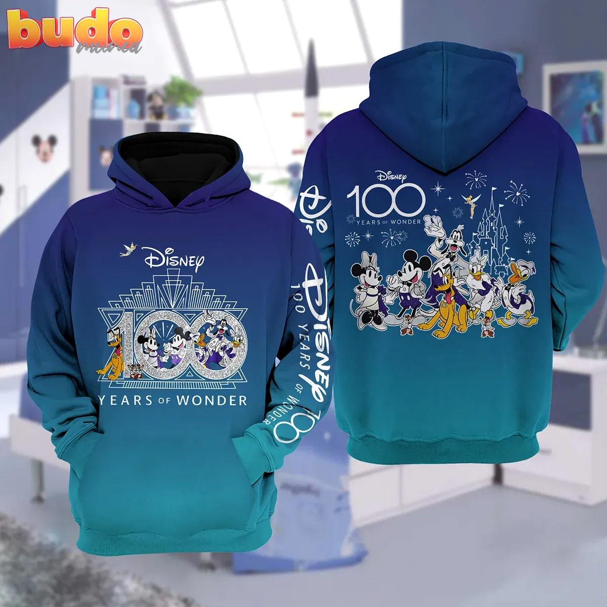Disney 100 years of wonder blue unisex hoodie luxury brand clothing special gift outfit for men women