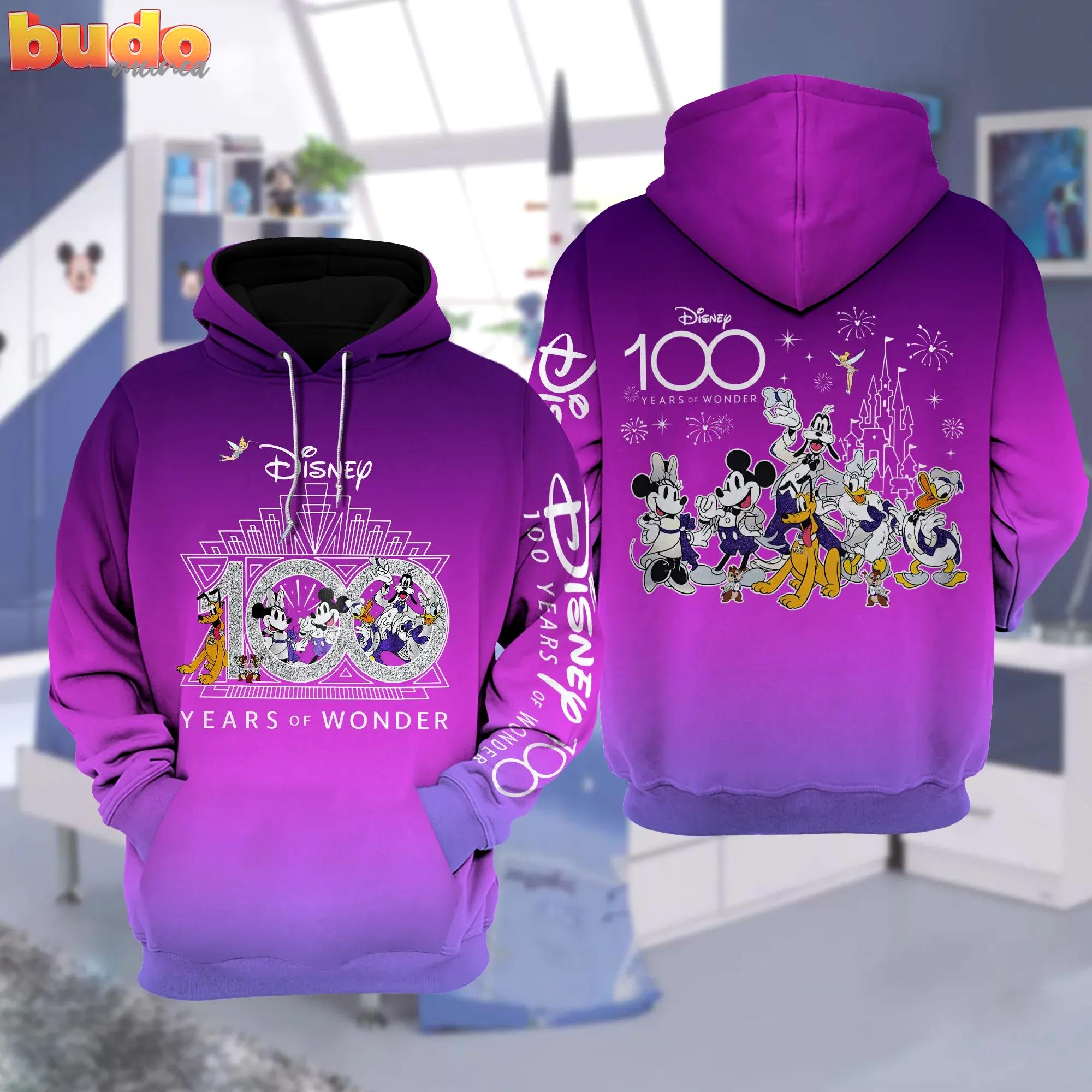 Disney 100 years of wonder purple unisex hoodie luxury brand clothing special gift outfit for men women