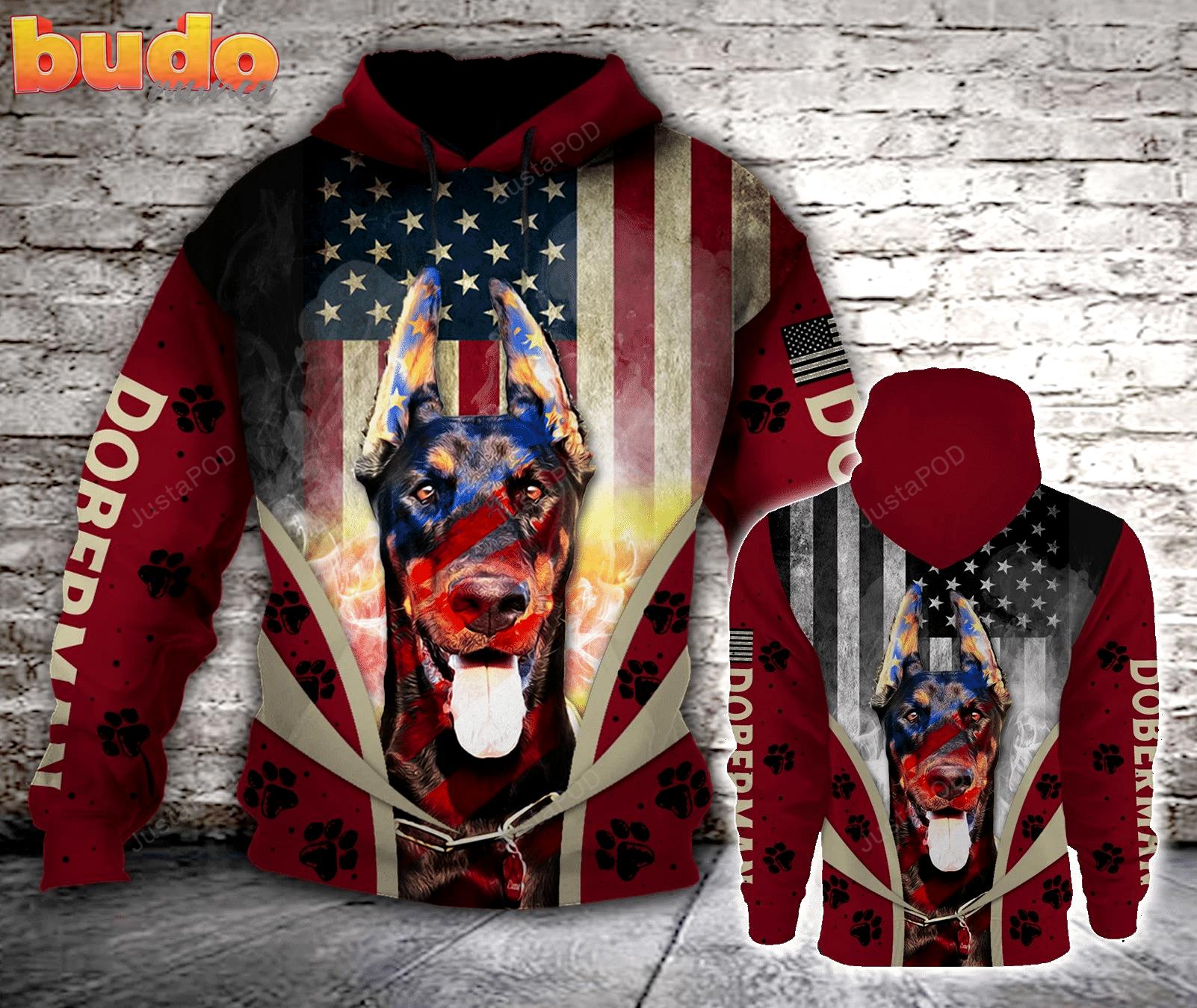 Doberman 3d all over printed hoodie, zip- up hoodie