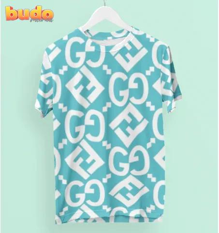 Fendi gucci light blue luxury brand premium t-shirt outfit for men women