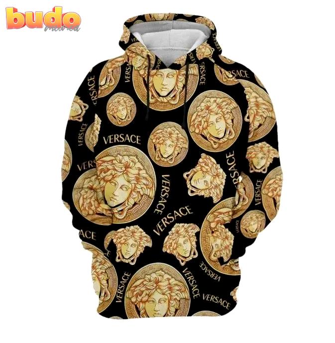 Gianni versace black gold unisex hoodie for men women luxury brand clothing clothes outfit
