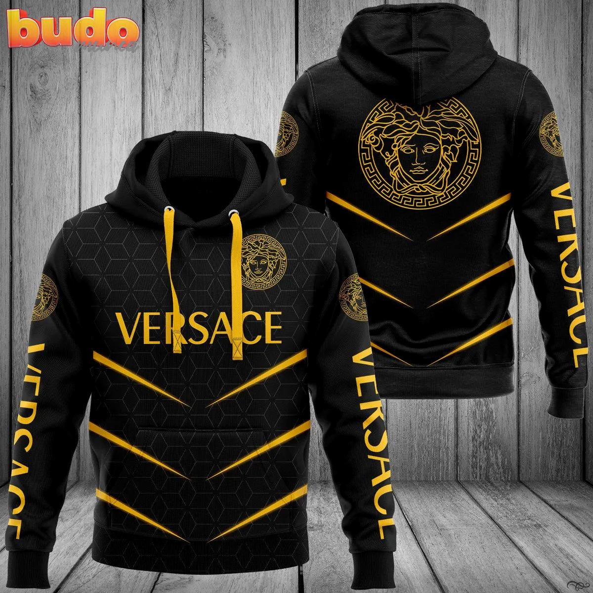 Gianni versace black unisex hoodie for men women luxury brand clothing clothes outfit