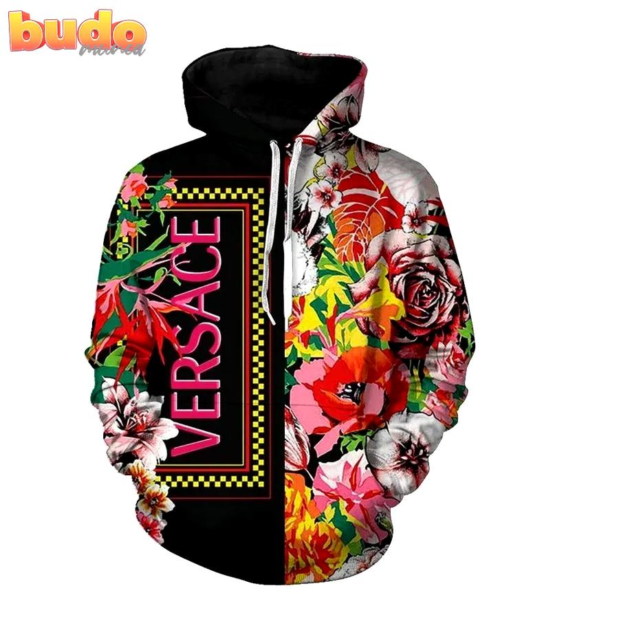 Gianni versace flower unisex hoodie for men women luxury brand clothing clothes outfit