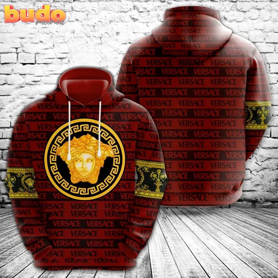 Gianni versace red gold unisex hoodie for men women luxury brand clothing clothes outfit