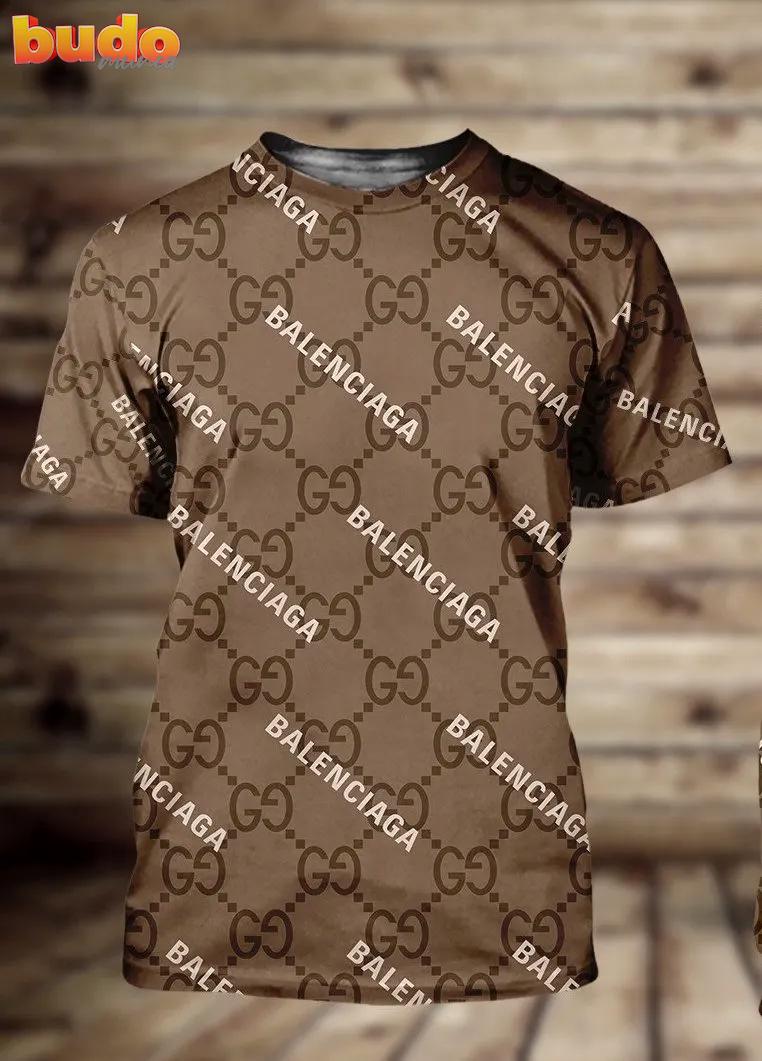 Gucci balenciaga brown luxury brand t-shirt outfit for men women