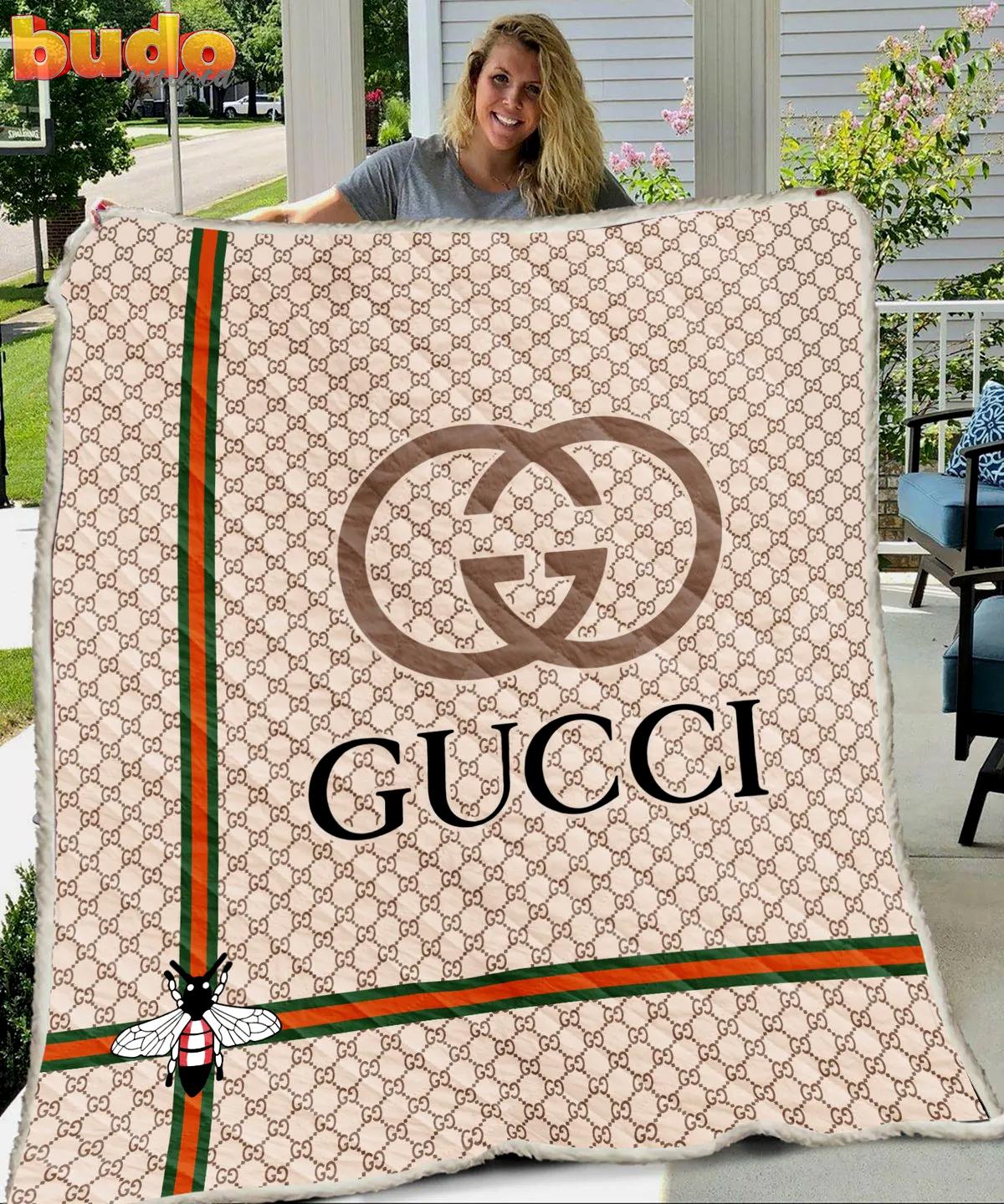 Gucci bee beige luxury brand premium blanket fleece home decor