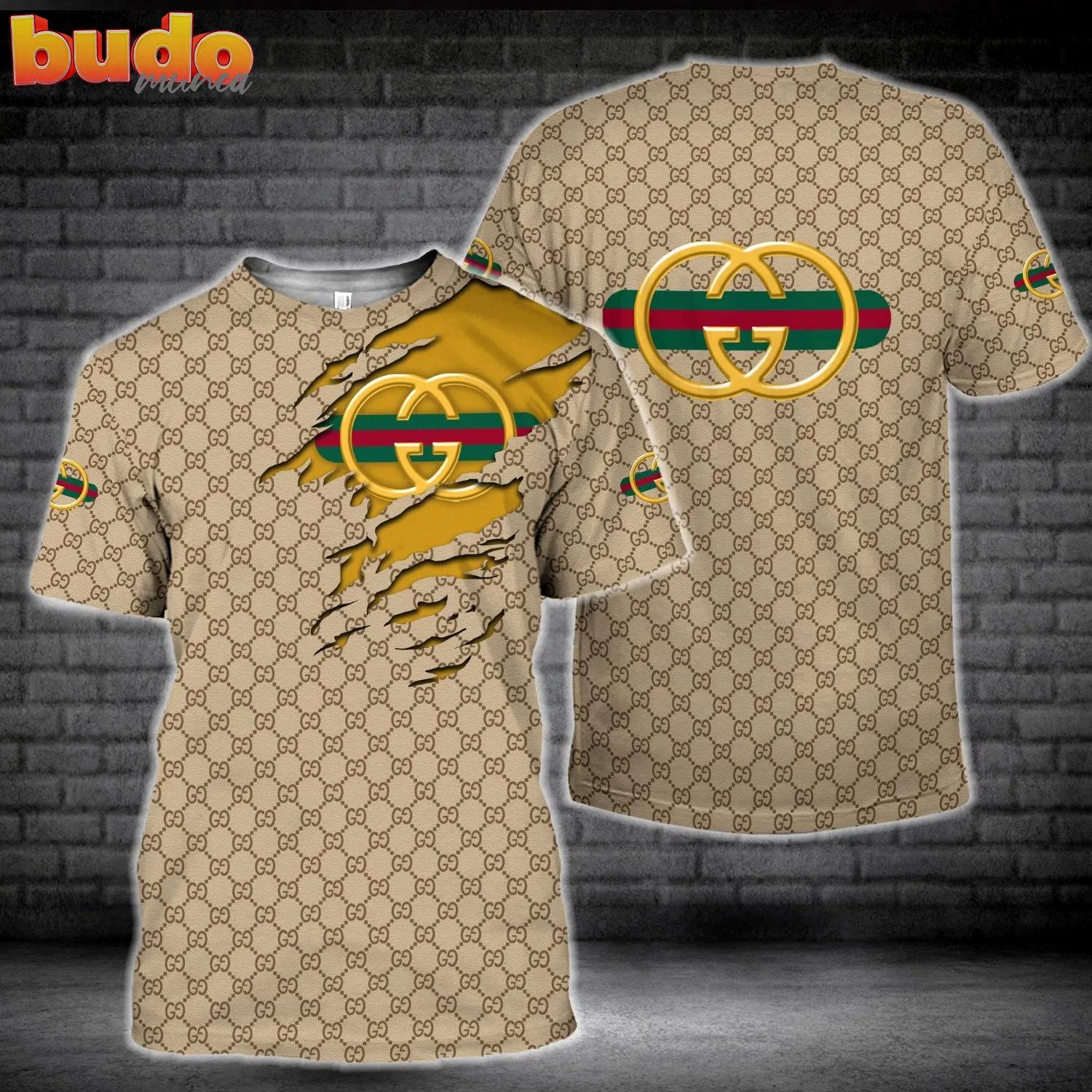 Gucci beige premium luxury brand t-shirt outfit for men women