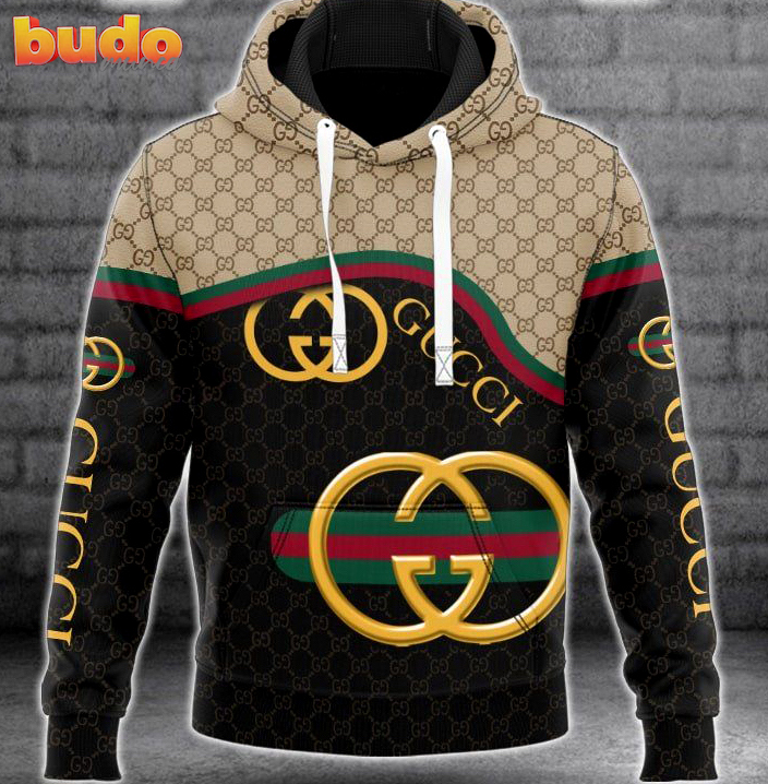 Gucci black beige golden logo fashion luxury brand hoodie for men women