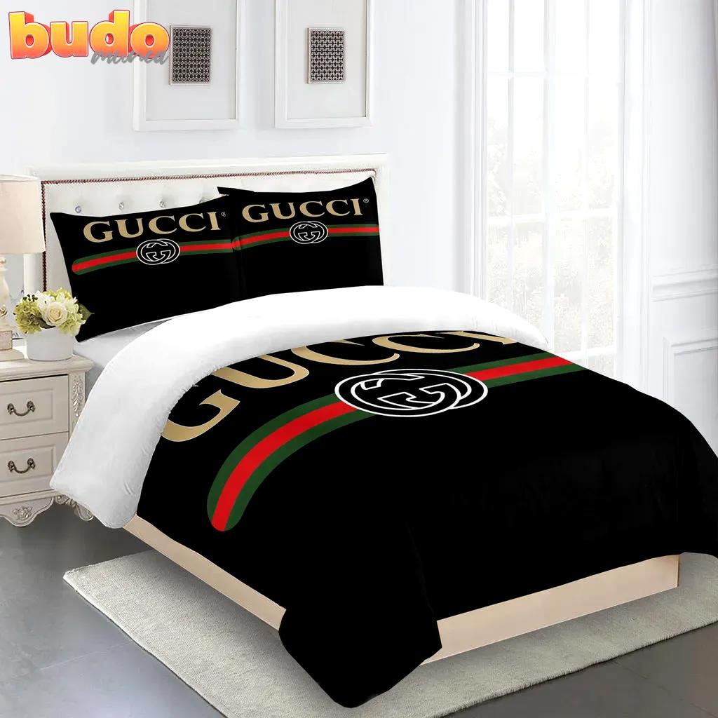 Gucci black premium fashion limited luxury brand bedding set home decor