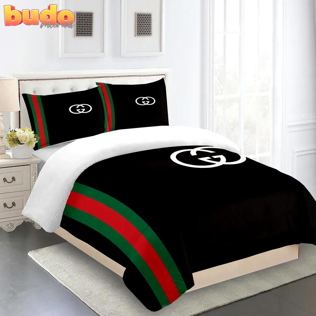 Gucci black premium limited luxury brand fashion bedding set home decor