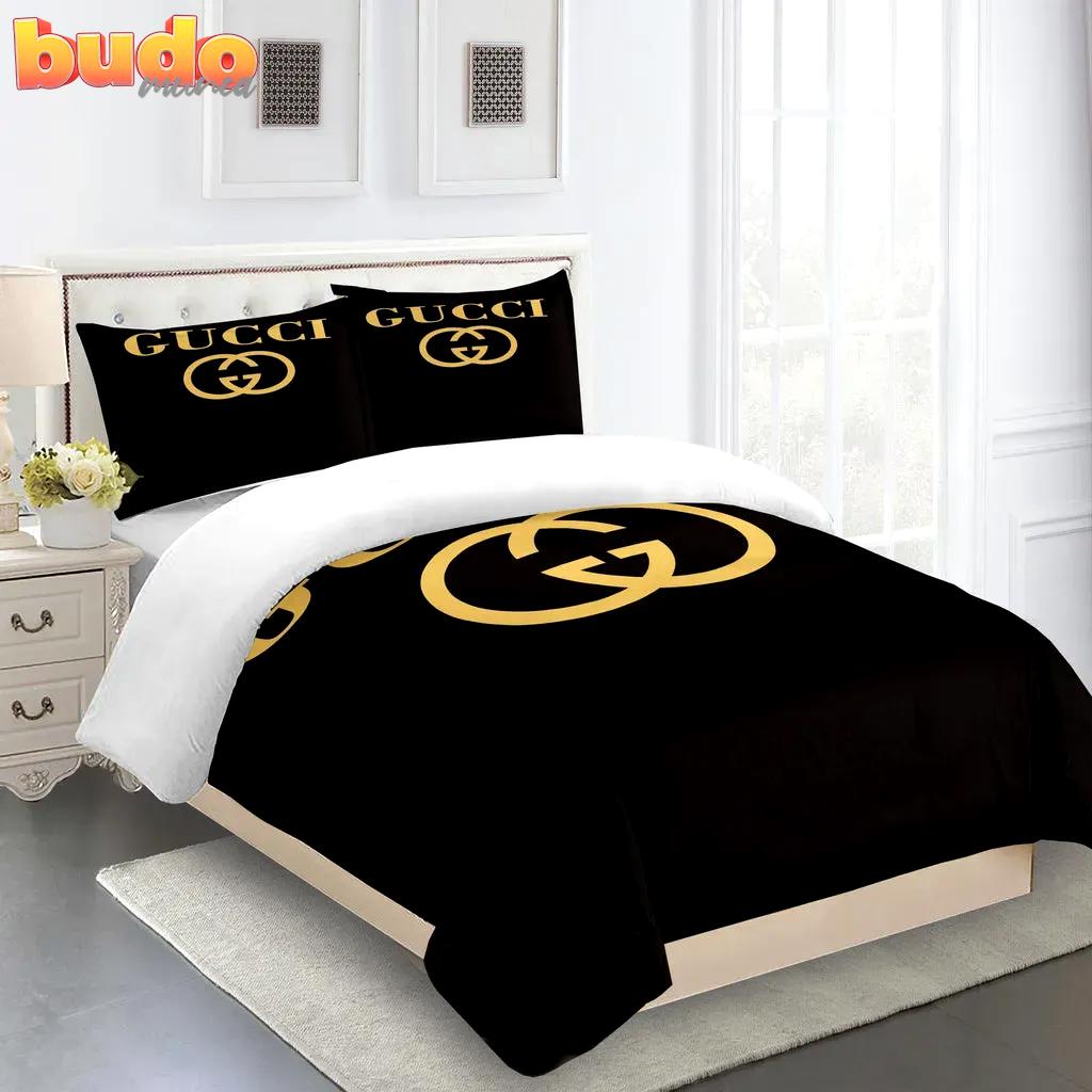 Gucci black premium luxury brand limited fashion bedding set home decor