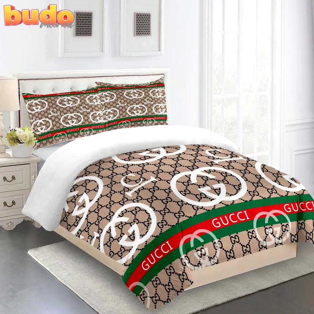 Gucci brown premium limited fashion luxury brand bedding set home decor