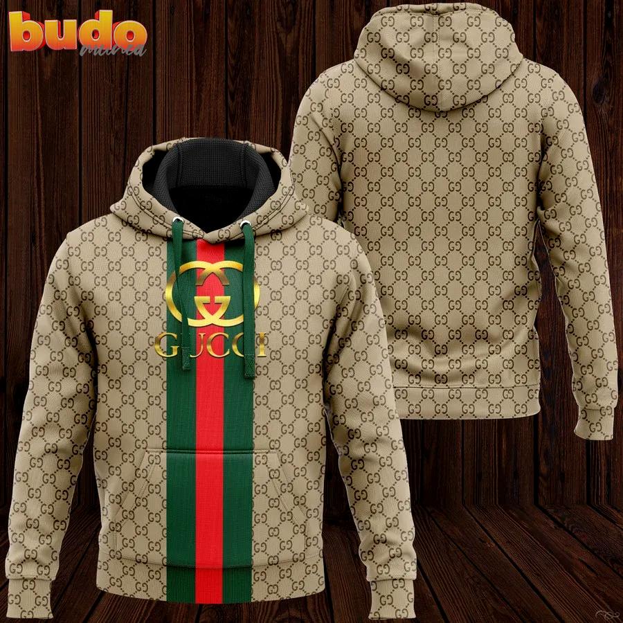 Gucci brown stripe unisex hoodie for men women luxury brand clothing clothes outfit
