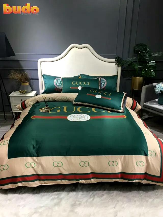 Gucci dark green luxury brand bedding set bedspread duvet cover set home decor