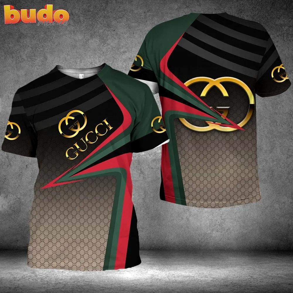 Gucci golden logo brown green premium luxury brand t-shirt outfit for men women