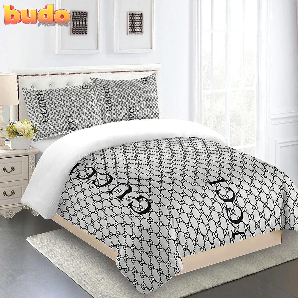 Gucci grey premium luxury brand fashion limited bedding set home decor