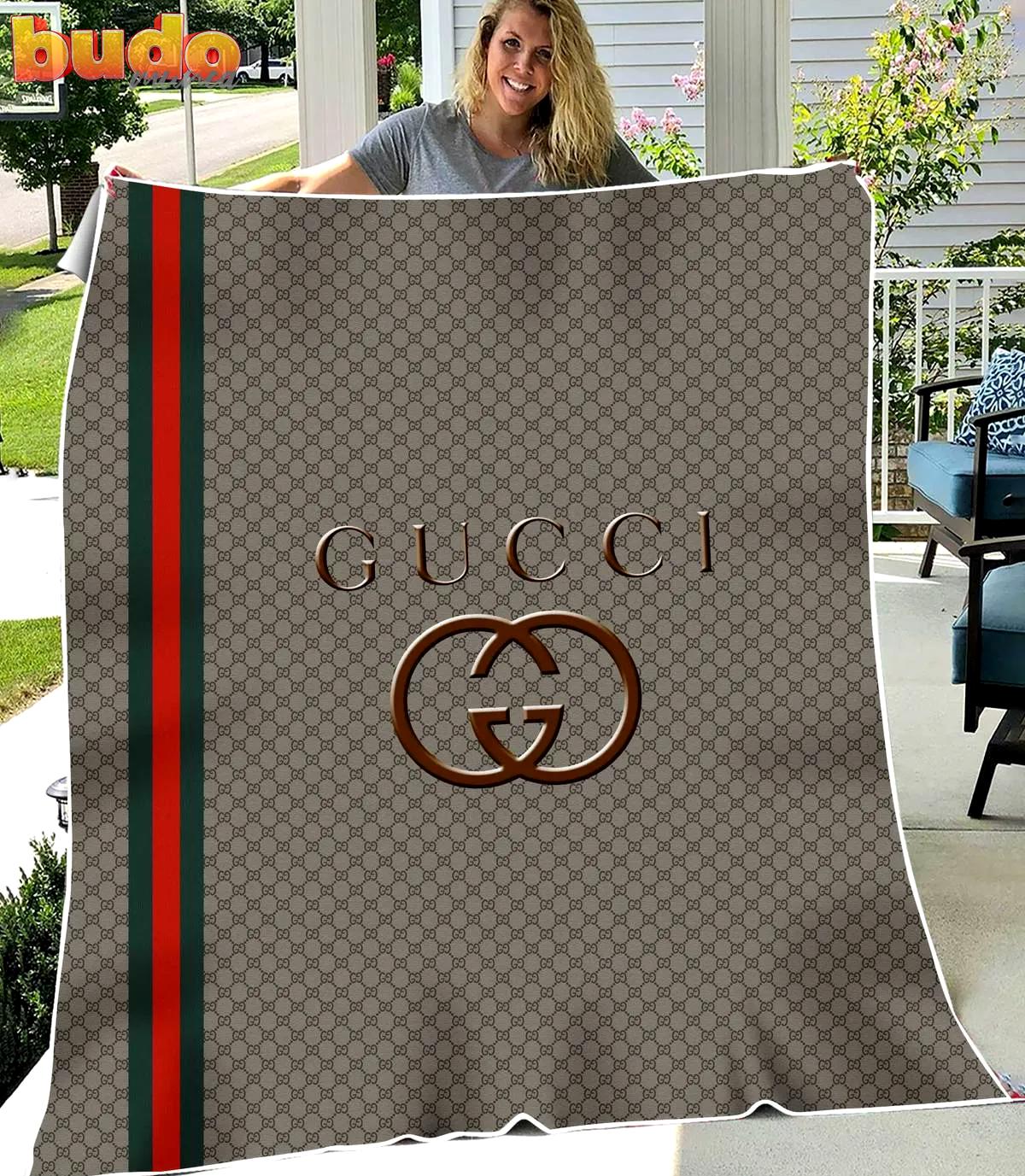 Gucci khaki luxury brand premium blanket fleece home decor