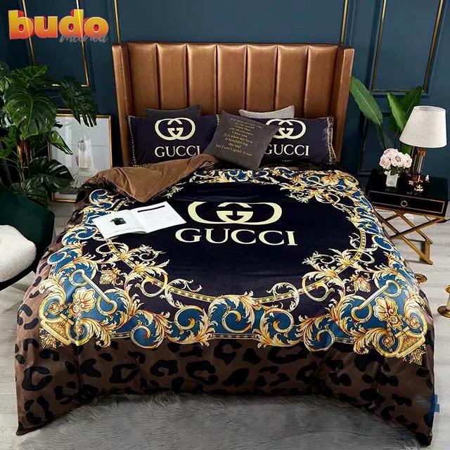 Gucci leopard luxury brand bedding set bedspread duvet cover set home decor