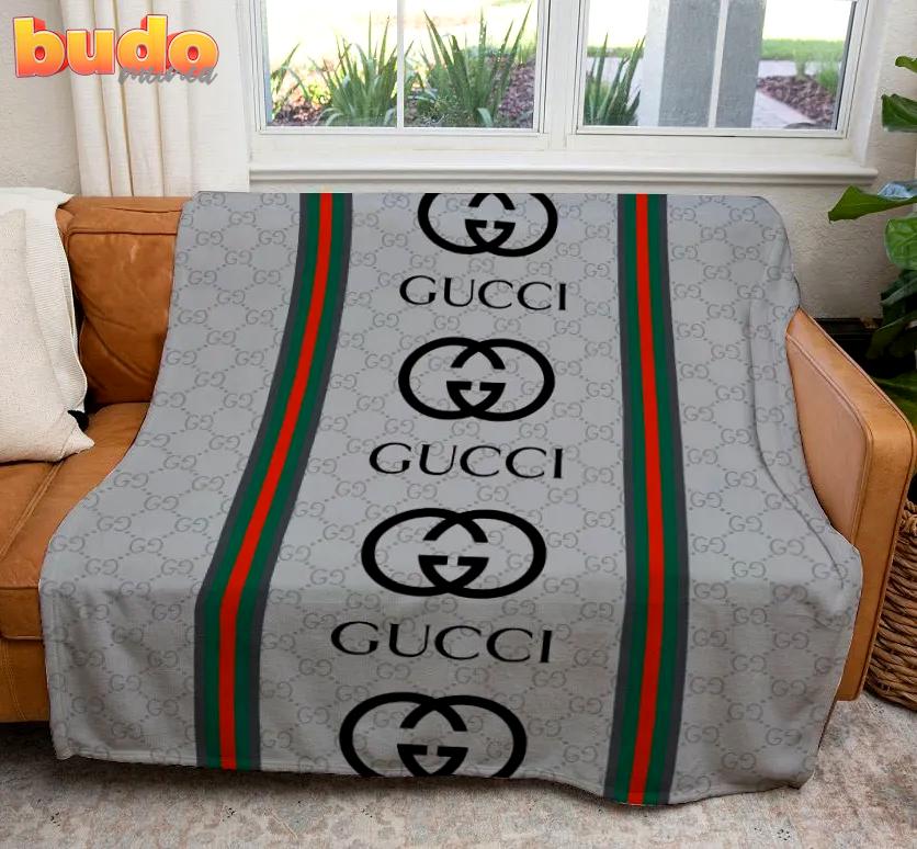 Gucci logo luxury brand premium blanket fleece home decor