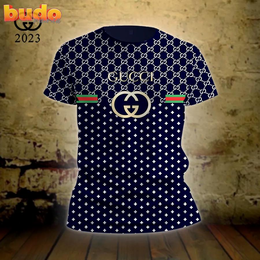 Gucci logo navy luxury brand t-shirt outfit for men women