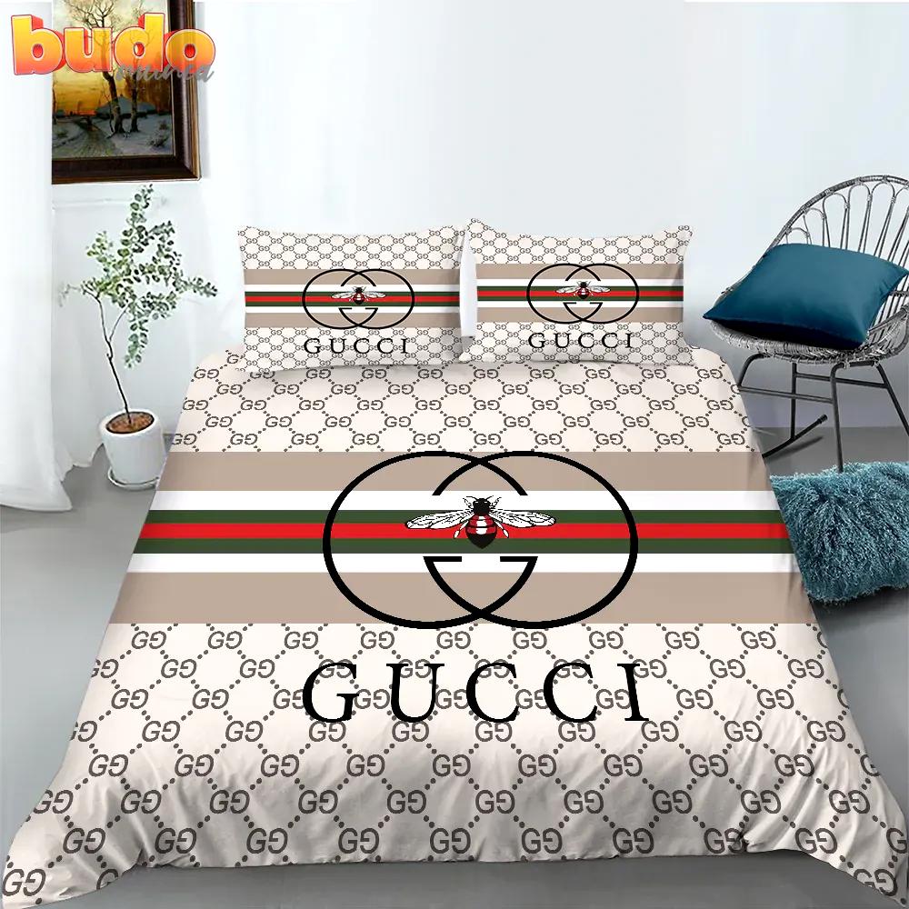 Gucci logo new luxury fashion brand bedding bedspread duvet cover set