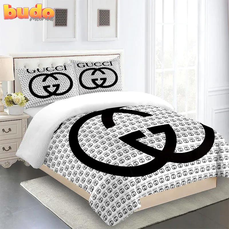 Gucci logo premium luxury brand fashion limited bedding set home decor