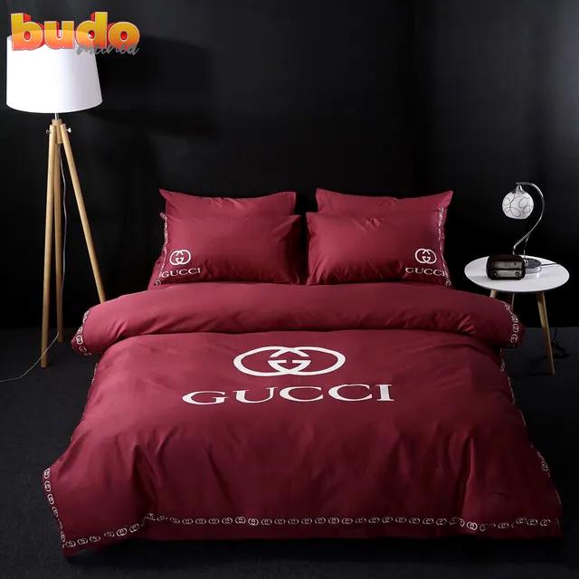 Gucci luxury brand red bedding set bedspread duvet cover set home decor