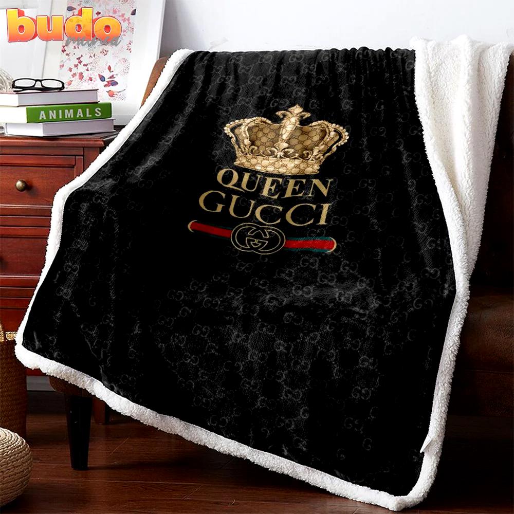 Gucci queen fashion luxury brand premium blanket fleece home decor