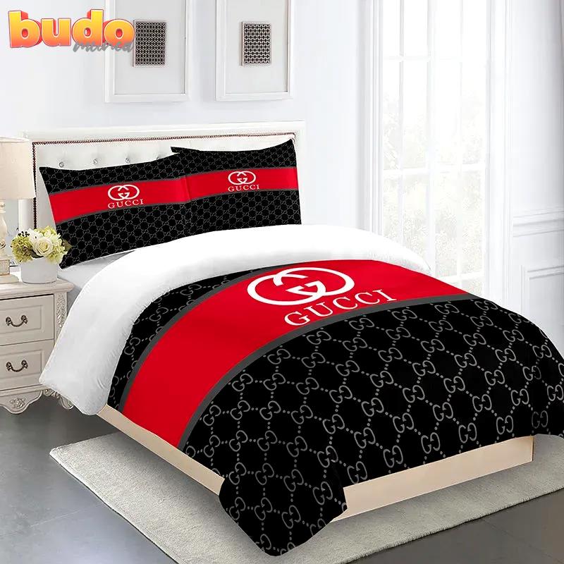 Gucci red black premium luxury brand fashion limited bedding set home decor