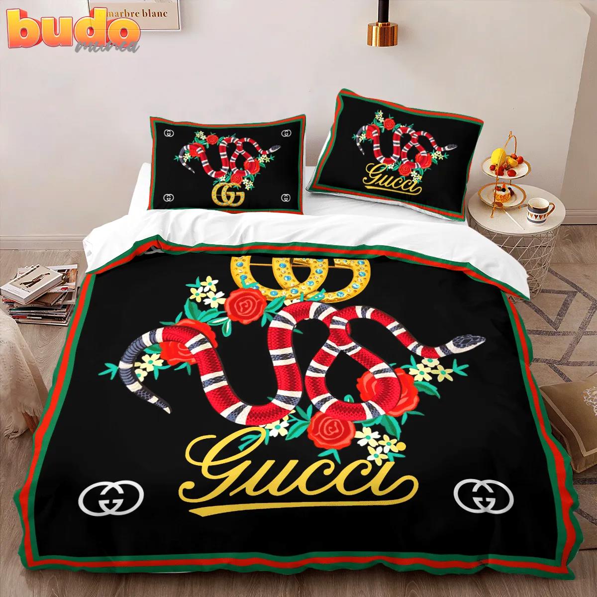 Gucci red snake limited luxury brand high-end bedding set home decor