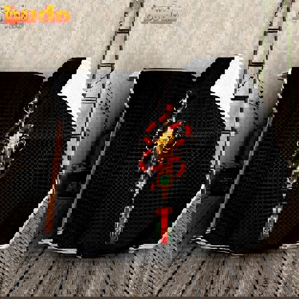 Gucci snake black fashion logo luxury brand blanket fleece home decor