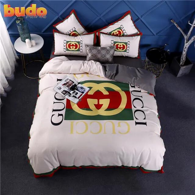 Gucci square white luxury brand bedding set bedspread duvet cover set home decor