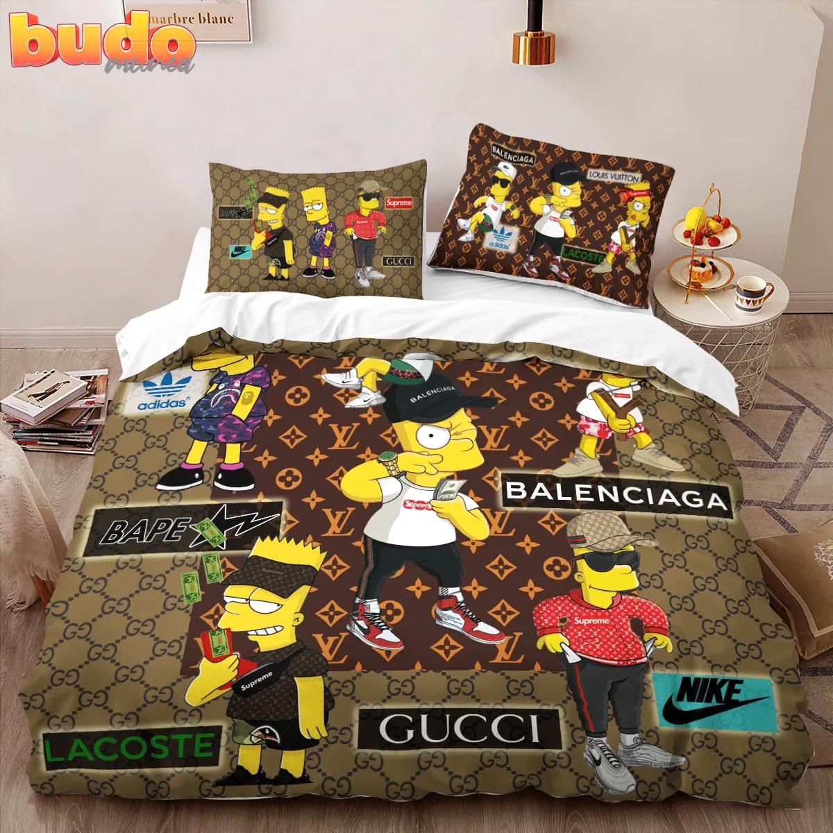 Gucci the simpsons limited edition luxury brand high-end bedding set home decor