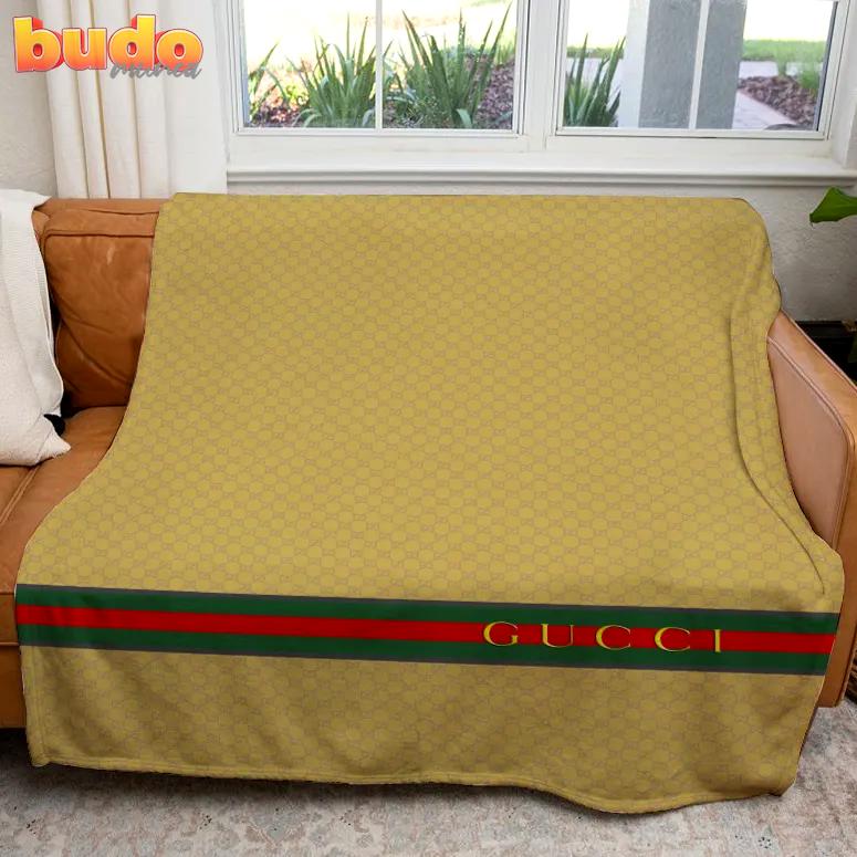 Gucci yellow luxury brand premium blanket fleece home decor