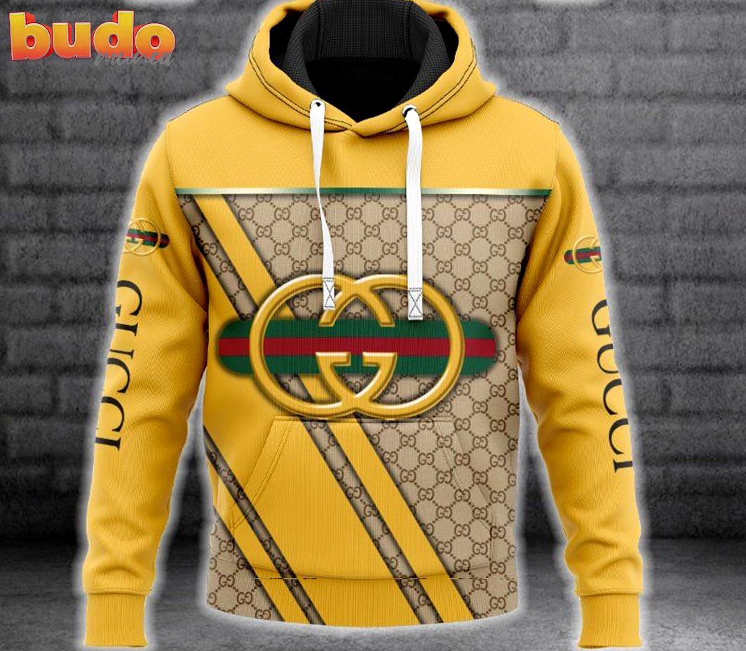 Gucci yellow pattern fashion luxury brand hoodie for men women