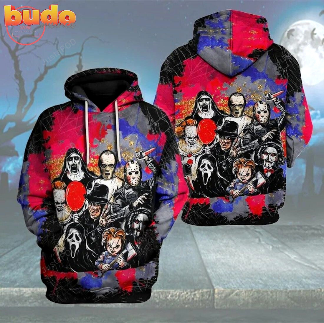 Halloween friends horror movies 3d all over printed hoodie, zip- up hoodie