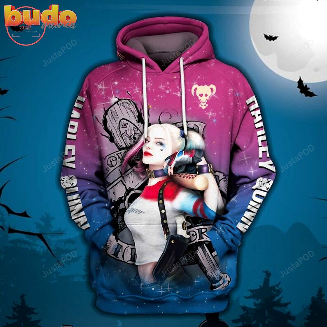 Harley quinn halloween cosplay 3d all over printed hoodie, zip- up hoodie
