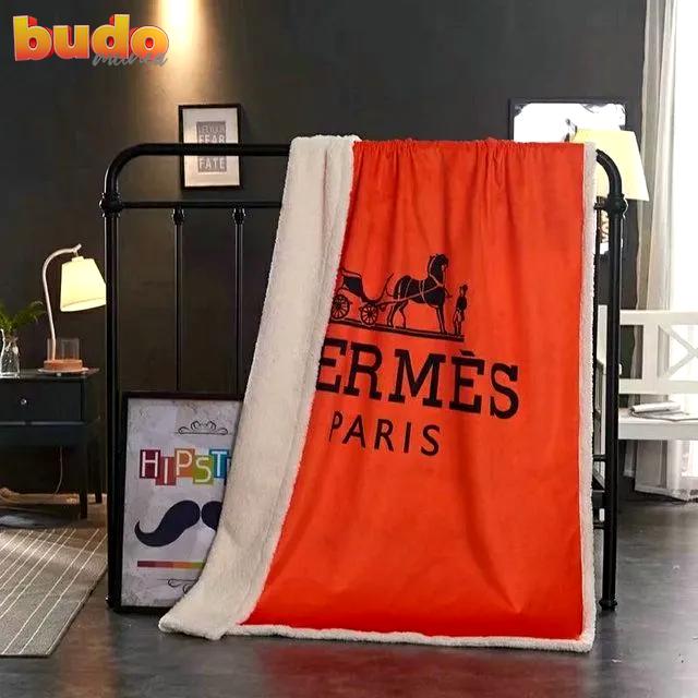 Hermes orange luxury brand premium blanket fleece home decor
