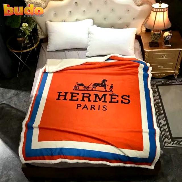 Hermes paris orange luxury brand premium blanket fleece home decor