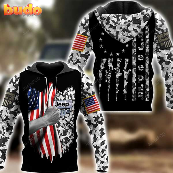 Jeep american flag camo 3d all print hoodie, zip- up hoodie