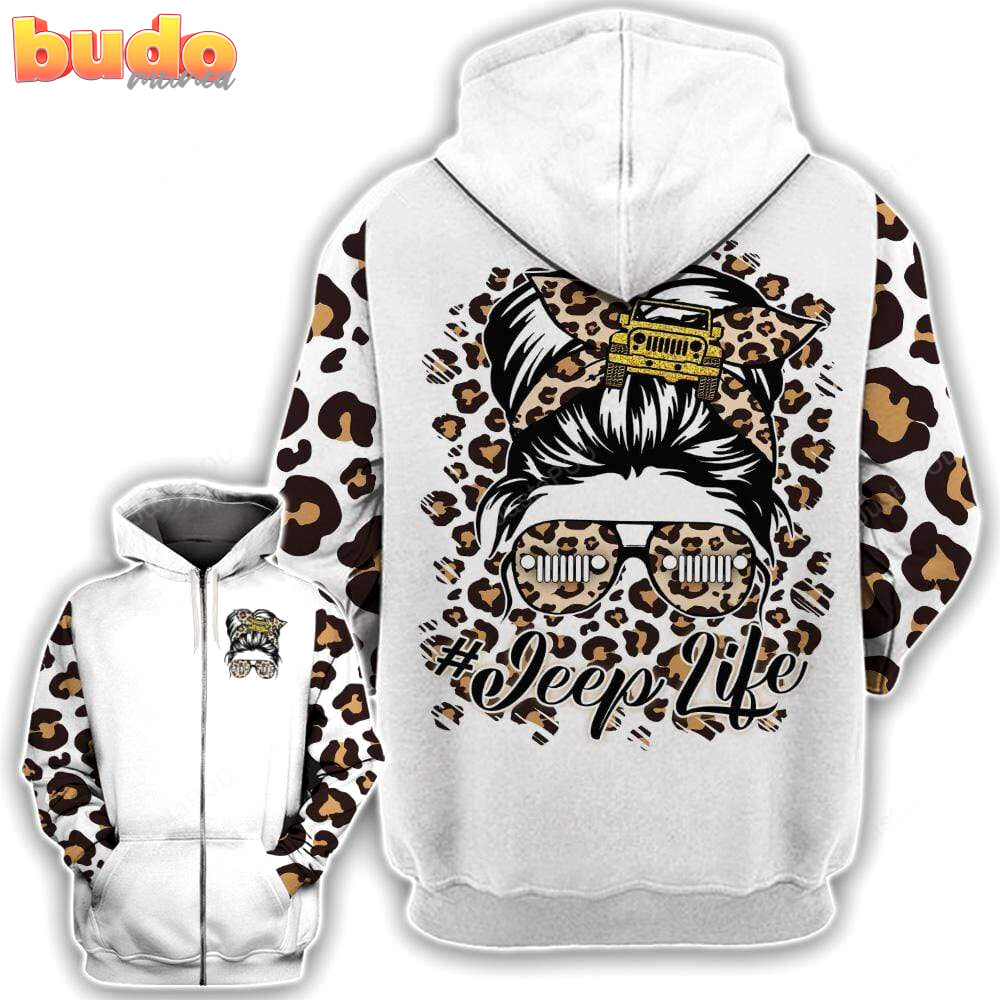 Jeep girl yellow leopard 3d all print hoodie, zip- up hoodie