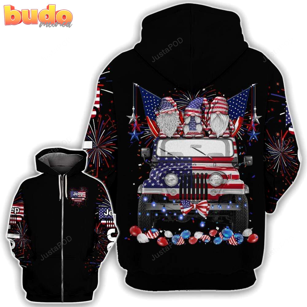 Jeep independence day gnomies 3d all print hoodie, zip- up hoodie