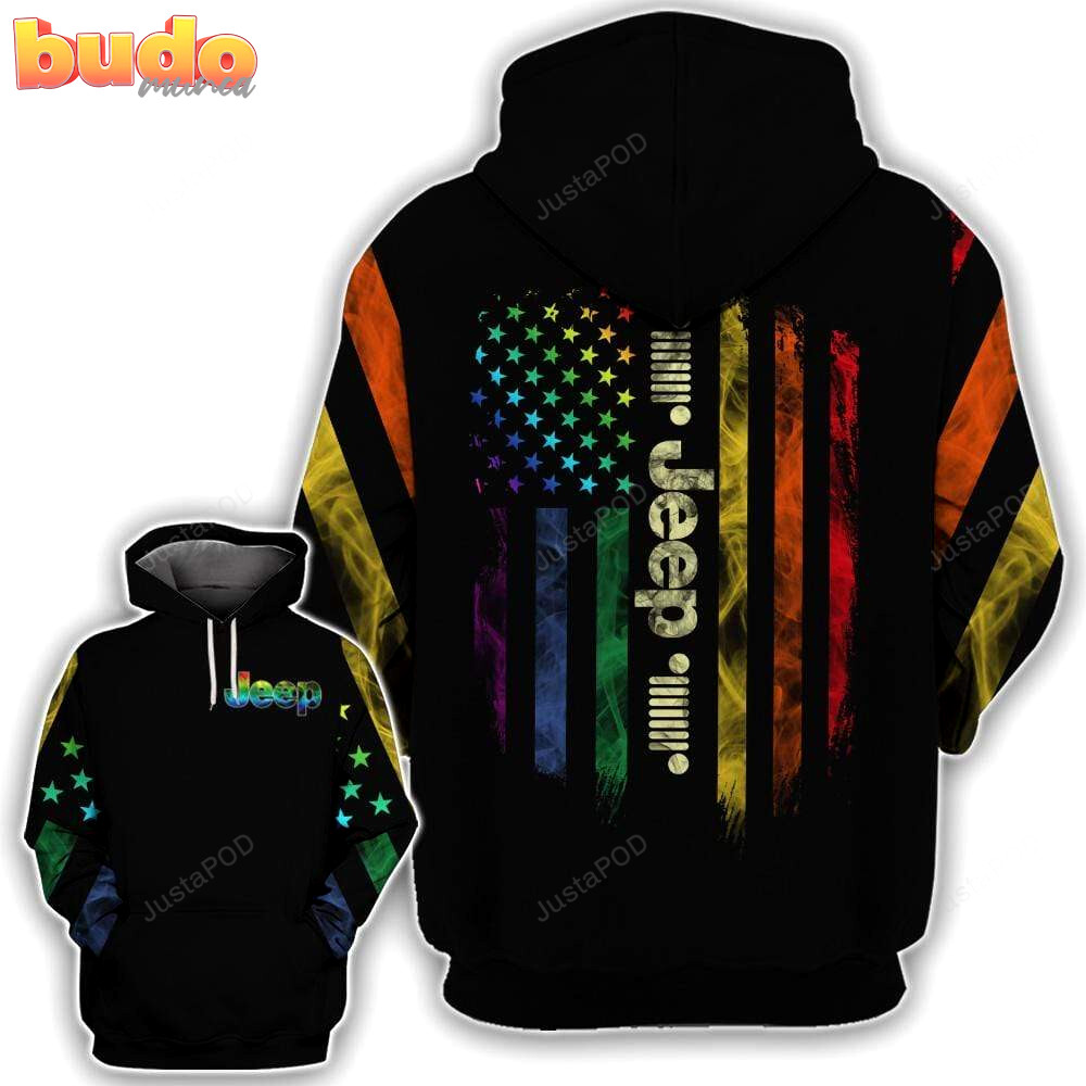 Jeep rainbow smoke flag lgbt 3d all print hoodie, zip- up hoodie