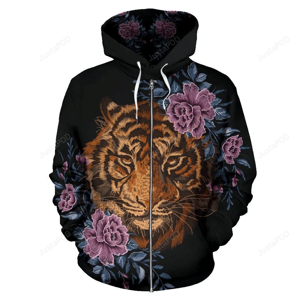 King tiger 3d all over printed hoodie, zip- up hoodie