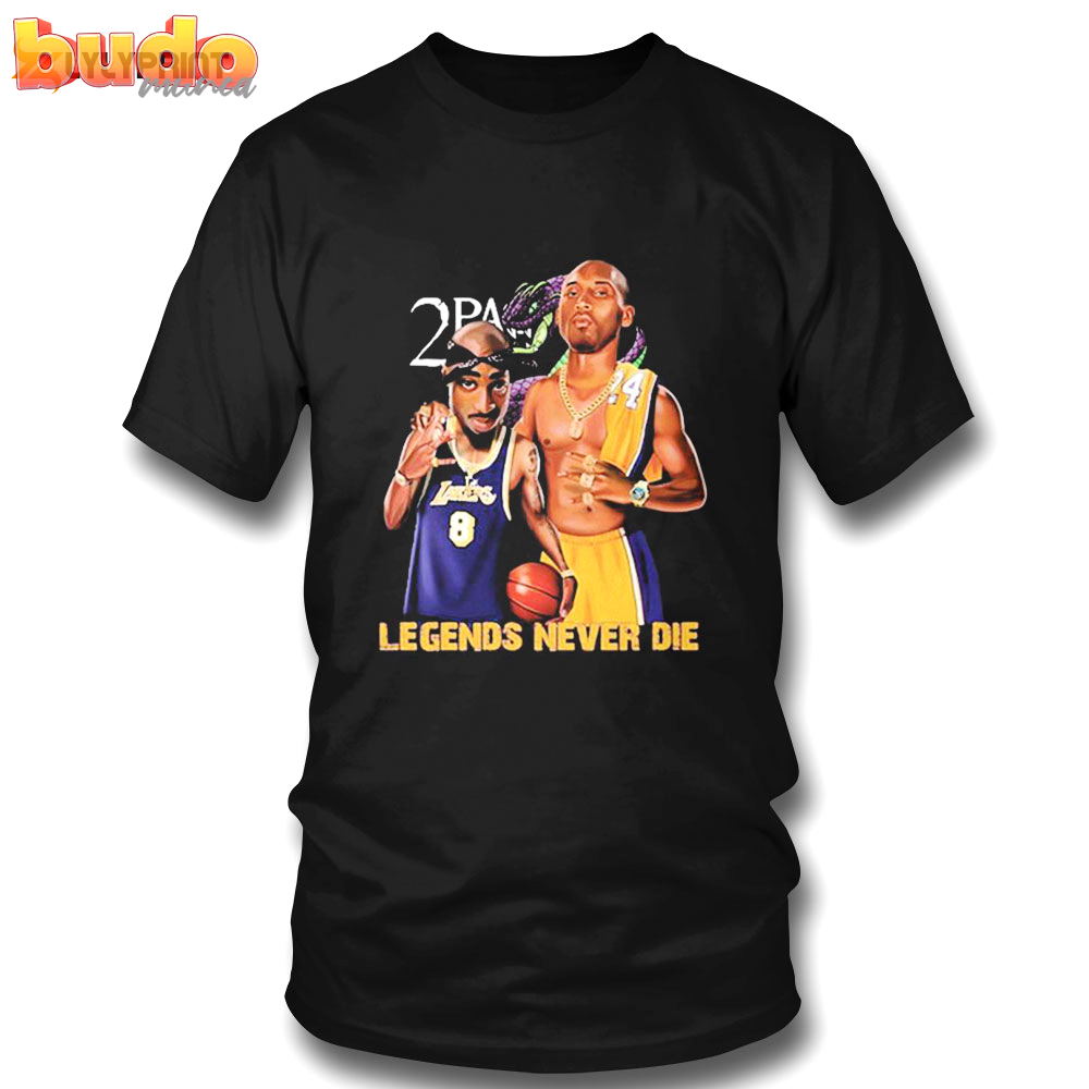 Los angeles lakers tupac and lebron kobe bryant legends never die t-shirt