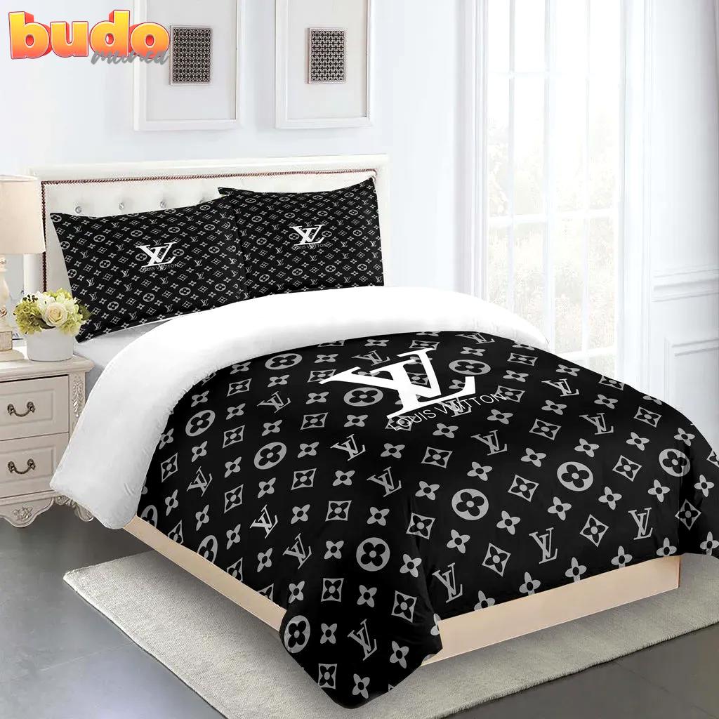 Louis vuitton black luxury brand limited premium fashion bedding set home decor