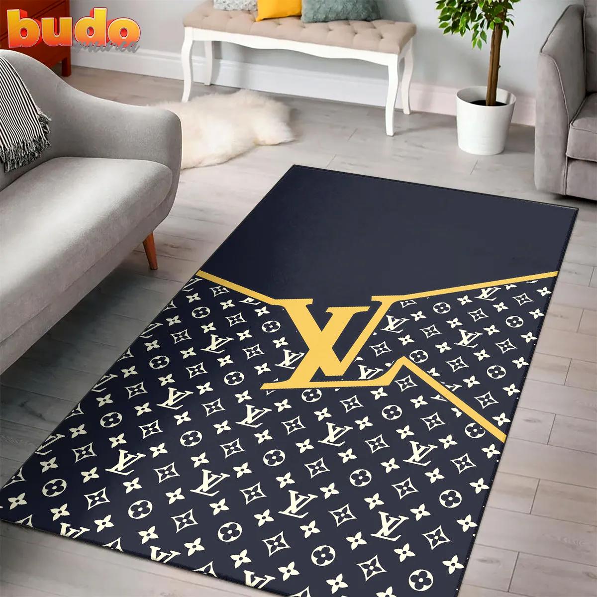 Louis vuitton black yellow logo luxury fashion luxury brand premium rug carpet home decor