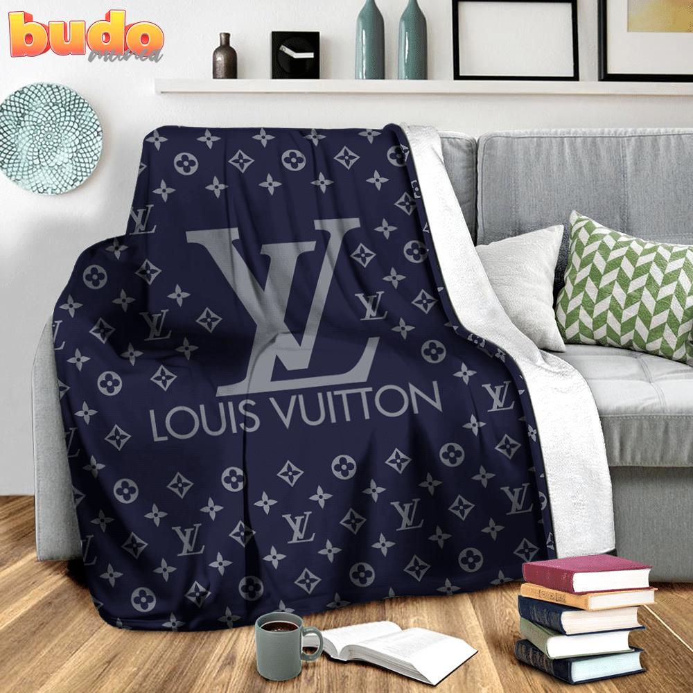 Louis vuitton blue fashion luxury brand premium blanket fleece home decor