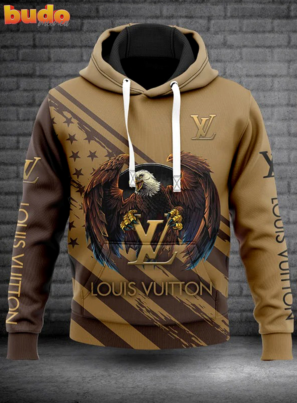 Louis vuitton brown eagle logo fashion luxury brand hoodie for men women