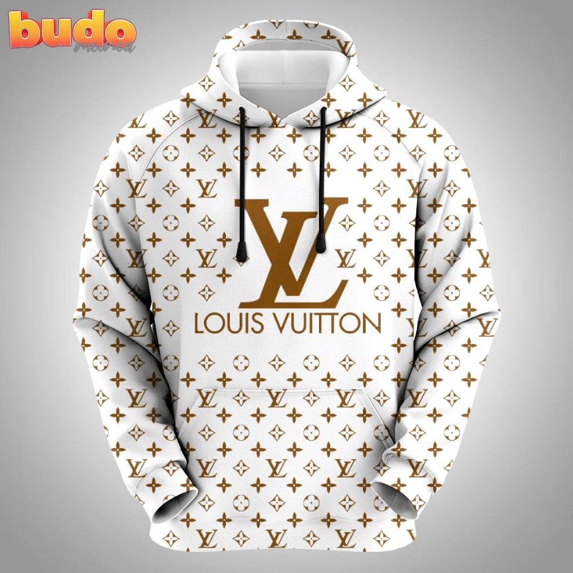 Louis vuitton brown white unisex hoodie for men women luxury brand lv clothing clothes outfit